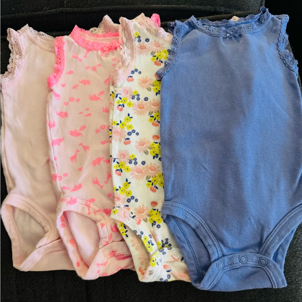 Set of 4 Carters Baby Sleeveless Bodysuits